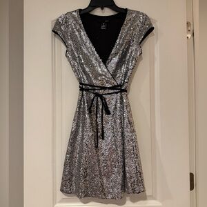 Aqua Silver Sequin Mini Dress